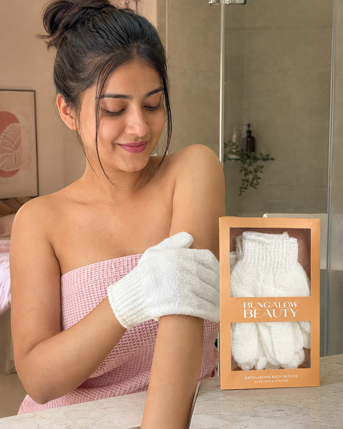 Exfoliating Loofah Body Hand Gloves (2 Pairs) (White)