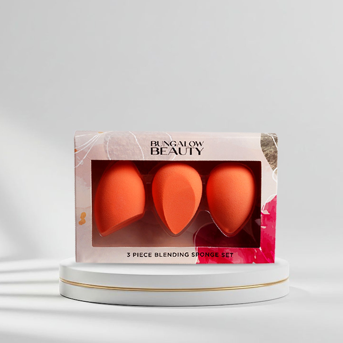 Makeup Blending Sponges, Coral Orange, 3-Piece Set