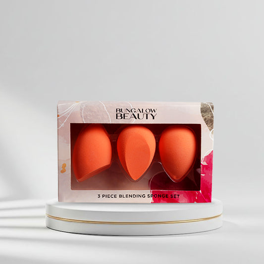 Makeup Blending Sponges, Coral Orange, 3-Piece Set