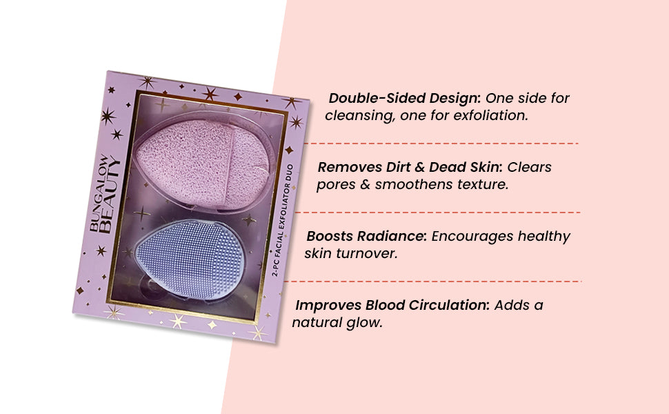 BUNGALOW BEAUTY Facial Exfoliator Duo – Konjac Sponge