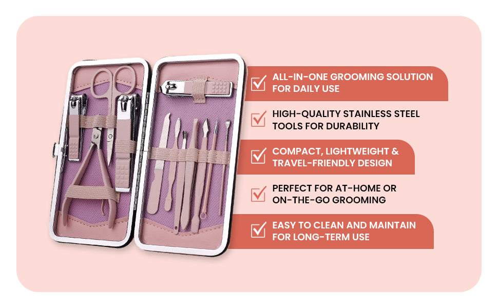 12 PCS Stainless Steel Manicure Set
