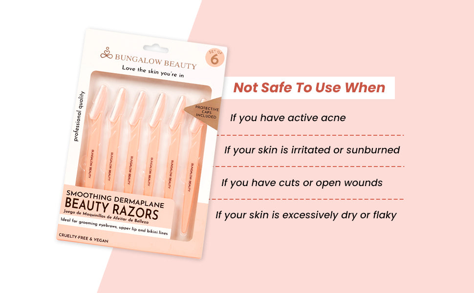 BUNGALOW BEAUTY Facial Razors for Women, Set of 6, Pink