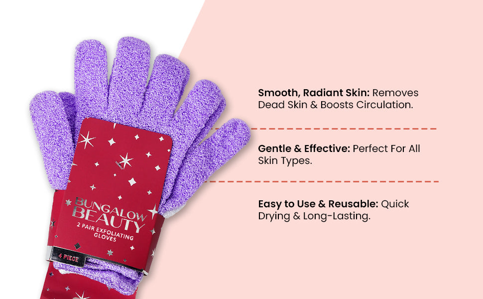Exfoliating Loofah Body Hand Gloves (2 Pairs) (Purple)