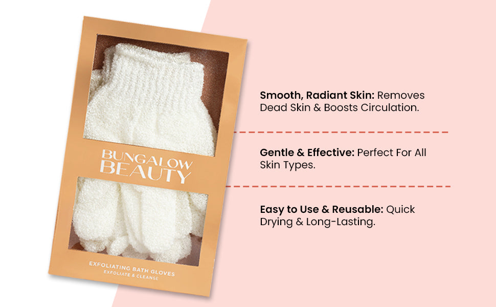 Exfoliating Loofah Body Hand Gloves (2 Pairs) (White)
