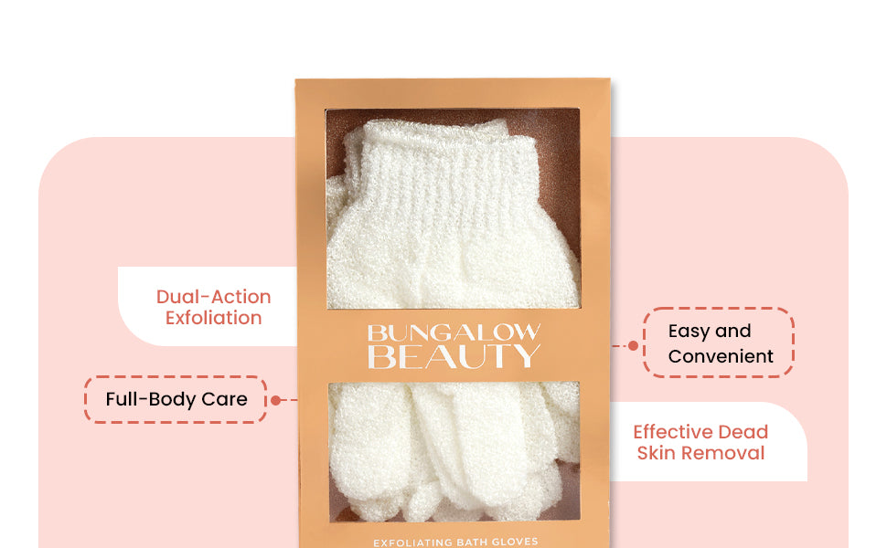 Exfoliating Loofah Body Hand Gloves (2 Pairs) (White)